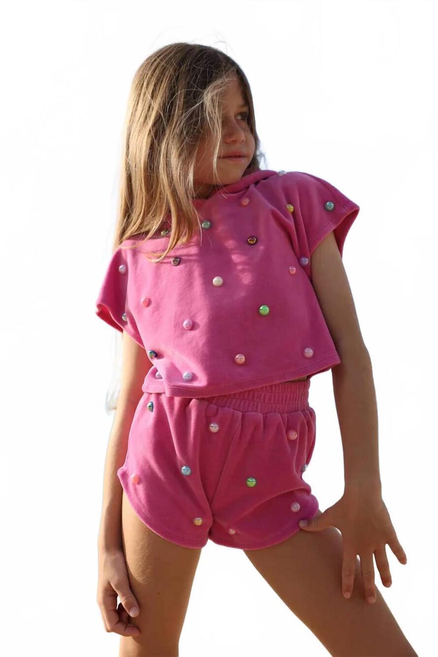NEW LOLA + THE BOYS rainbow candy short set in multi